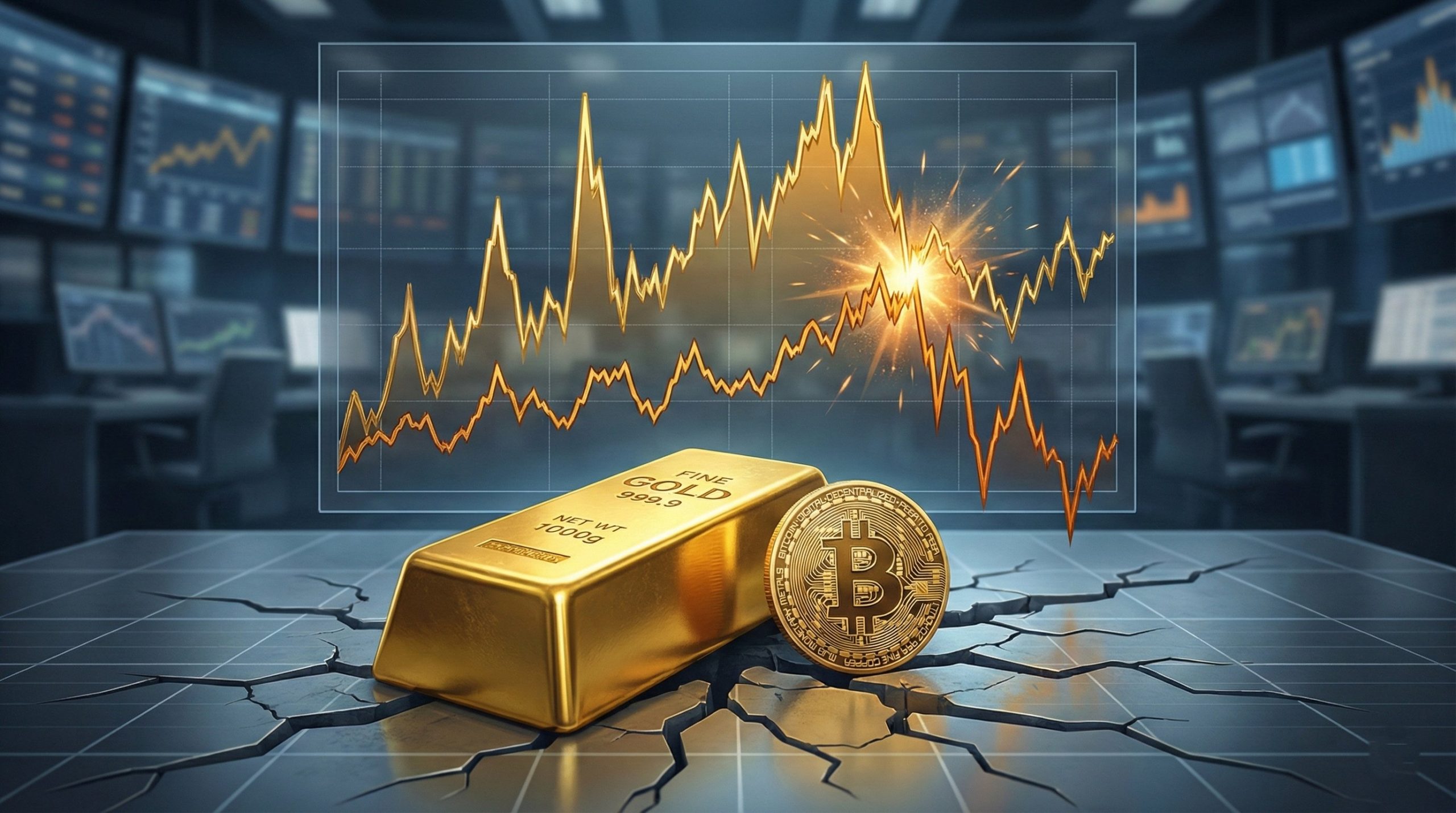 مقایسه نوسانات طلا و بیت‌کوین